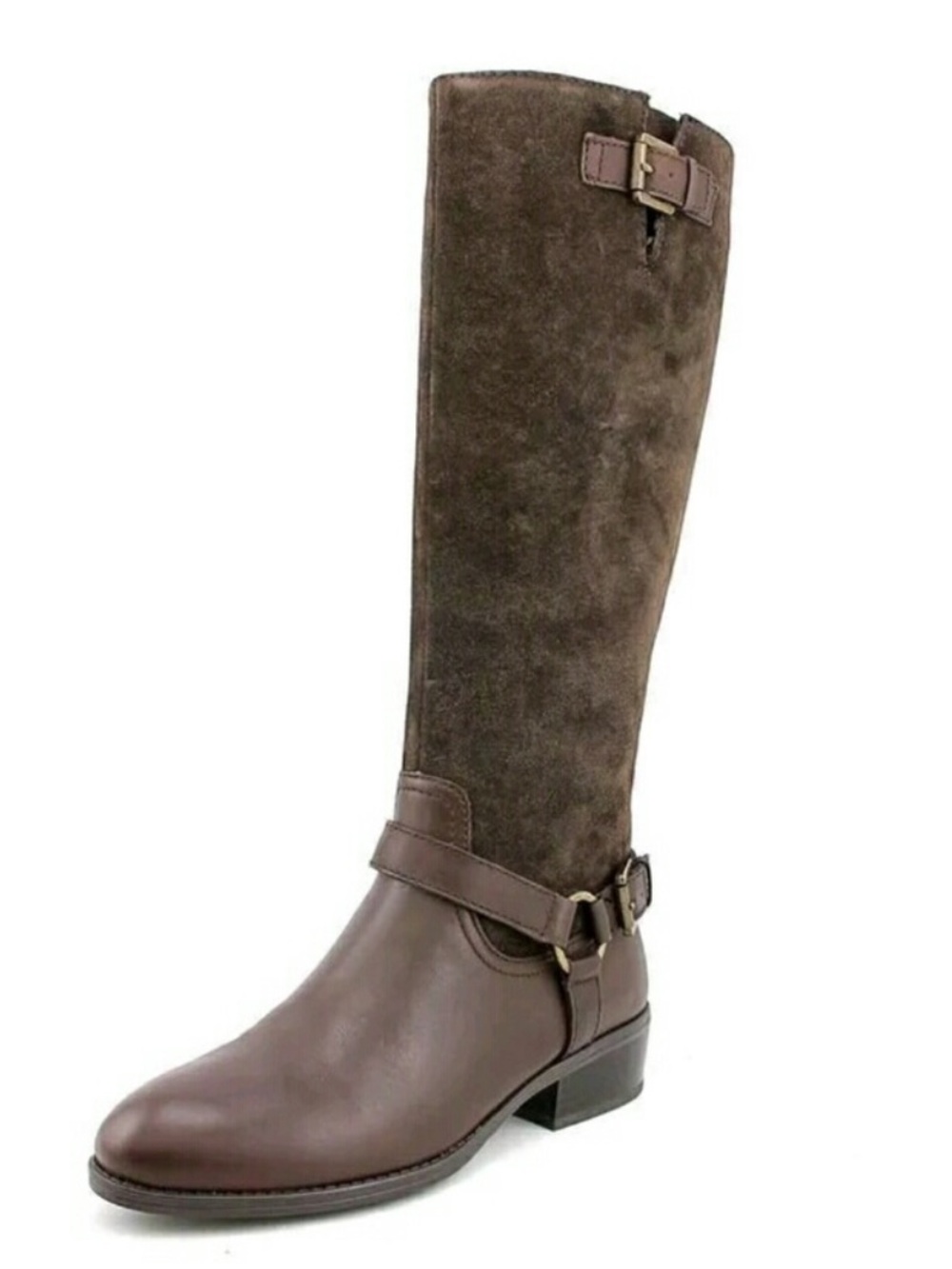 Ralph Lauren McLeod Brown Suede & Leather Knee-High Riding Boots